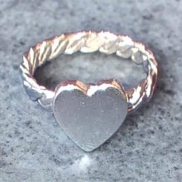 Silverring 925 Hjärta flätad ring